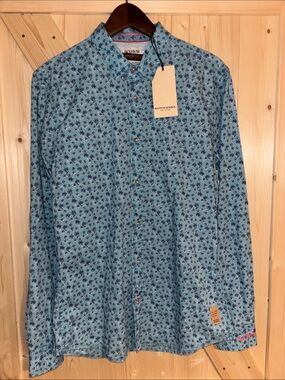Scotch & Soda Blue Floral Print Button-Down Shirt